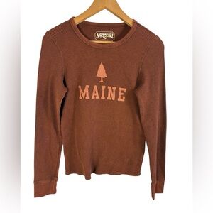 American Eagle Top Women Medium Maine Thermal Long Sleeve Crew Neck